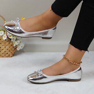 Women's Cushioned Insole Classic Bow Tie Ballerina Flat